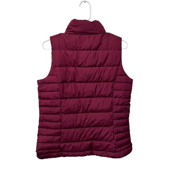 Land's End Maroon Puffer Full Zip Mock Neck Winter Puffer Holiday Vest size s - Picture 3 of 11